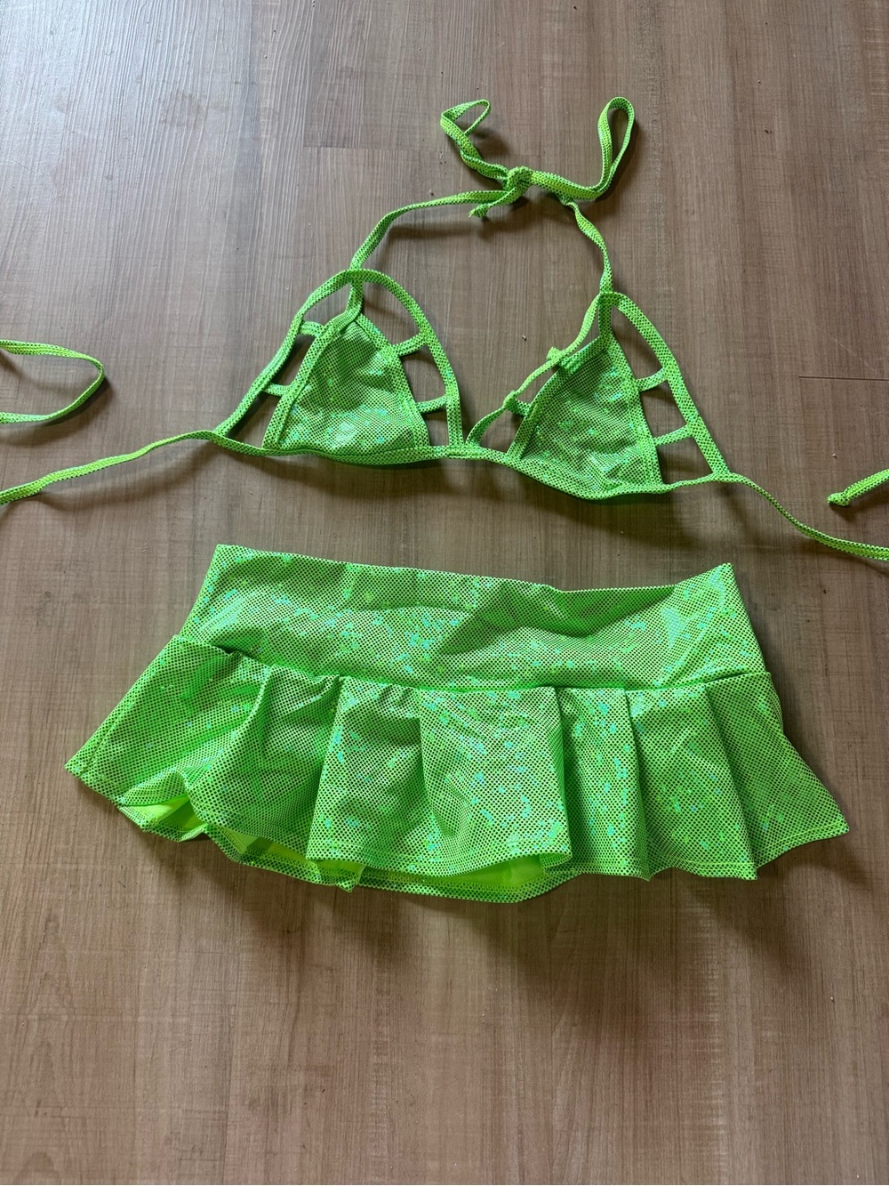 Neon Green Two-Piece Bikini Set for Stripper or Gogo dancer
